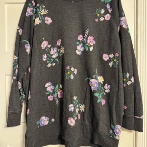 Old Navy Charcoal Sweatshirt with Floral Accents